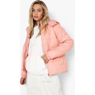 👉 Gewatteerde Jas Met Rose Gouden Zoom, Dusky Pink