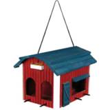 👉 Vogelvoederhuisje rood blauw Trixie Vogelvoederhuis Schuur - Voederhuis 24x32x22 cm 4011905558530
