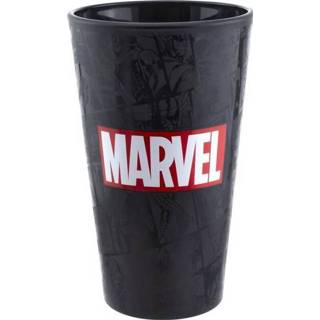 Drinkglas zwart rood wit unisex hoofdmateriaa glas Marvel - Logo 5055964767167