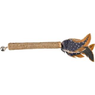 👉 Stokje bruin beige blauw Flamingo Jungle Met Bel - Kattenspeelgoed 50x20x220 mm 5400585049930