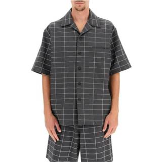 👉 Bowlingshirt m male grijs Checkered bowling shirt