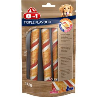 👉 Hondensnack 8in1 Triple Flavour Rolls - Hondensnacks Varken Kip Rund 113 g 3 stuks 4048422148111