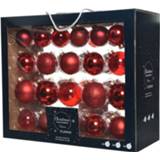 👉 Kerstbal rood glas Decoris Kerstballen Mix - Kerstboomversiering Ø5-7 cm 42 stuks 8718533936452