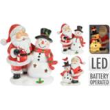 👉 Kerstversiering Homestyle Kerstman Sneeuwman Met Led - 13.8x9.6x15.3 cm 2 Assorti 8719987976636
