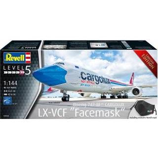👉 Gezichtsmasker Bouwdozen Vliegtuigen bouwpakket Revell 1/144 Boeing 747-8F Cargolux LX-VCF Facemask 4009803038360