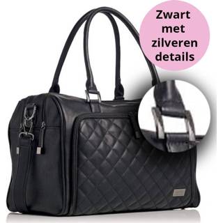 👉 Luiertas zwart zilveren mama Double Zip Quilted Black - Details