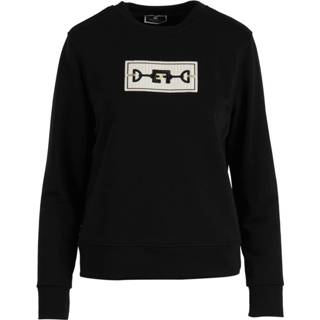 👉 Sweatshirt vrouwen zwart Crew neck with embroidered logo