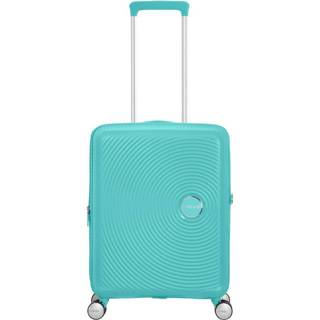 👉 Spinner blauw polypropyleen American Tourister Soundbox 55 Expandable poolside blue Harde Koffer 5400520056887