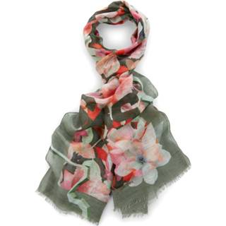 👉 Sjaal zijde onesize vrouwen groen met bloemenprint