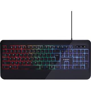 Gaming toetsenbord zwart active - QWERTY RGB Ultra slim 12 multimedia toetsen 1,5 meter 8716309120487