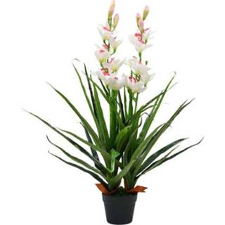 👉 Kunstplant wit male VidaXL cymbidium + pot 100cm 8718475599777