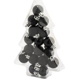 👉 Kerstbal kunststof active zwart 17x stuks kleine kerstballen 3 cm mat/glans/glitter