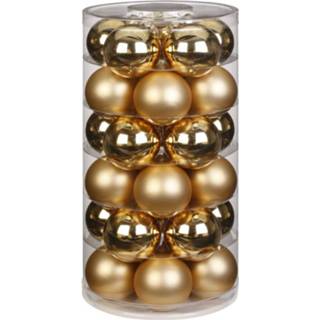👉 Kerstbal goud glans active 30x stuks glazen kerstballen 6 cm en mat