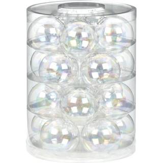 👉 Kerstbal glas parelmoer glans active transparant Tubes met 20x kerstballen van 6 cm en mat