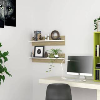 👉 Wandschap wit active Wandschappen 2 st 80x11,5x18 cm spaanplaat hoogglans 8720286580424