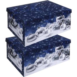 👉 Blauwe kerstballen/kerstversiering opbergbox 49 cm