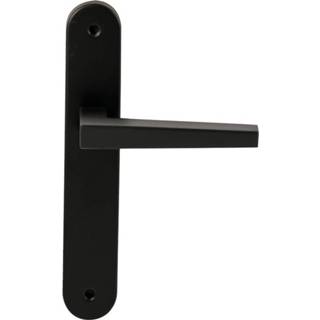 👉 Deurkruk zwart RVS Hardbrass Seoul op ovaal langschild blind 8717727180374