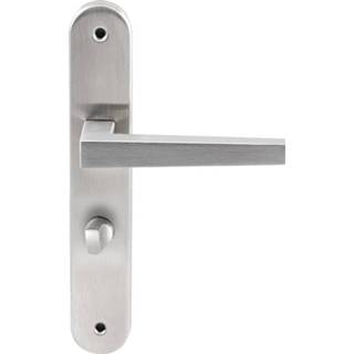 👉 Deurkruk RVS Hardbrass Seoul op ovaal langschild WC63mm met 8mm stift 8717727180565
