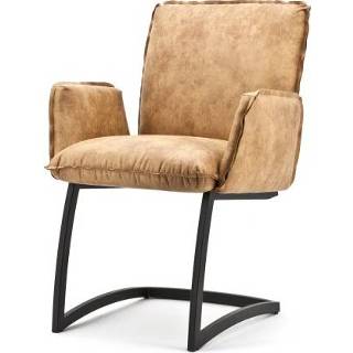 👉 Eetkamerstoel Zwart|Cognac microleder modern active Eleonora Joel Cognac 8719087019134