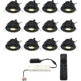 👉 Inbouwspot sienna zwart aluminium Dimbare LED Inbouwspots set 12x3W 2700K IP44 12V 8720365427978