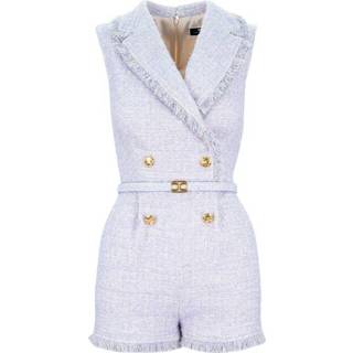 👉 Jumpsuit vrouwen beige Short in tweed fabric