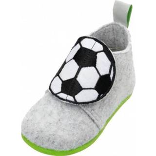 👉 Playshoes pantoffels Voetbal junior vilt grijs/zwart maat 29