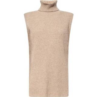 👉 Sleeveless l vrouwen beige turtleneck sweater