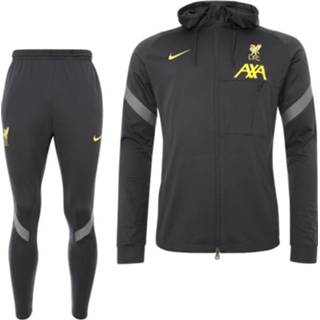 👉 Trainingspak grijs geel trainingspakken Nike Liverpool Hooded Strike 2021-2022 Donkergrijs