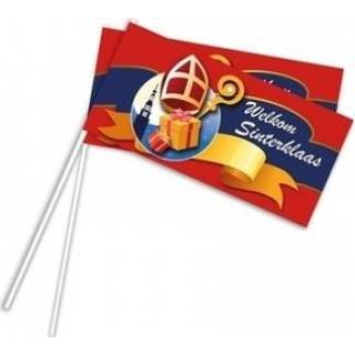 👉 8x Rood Welkom Sinterklaas zwaaivlaggetjes 38 cm