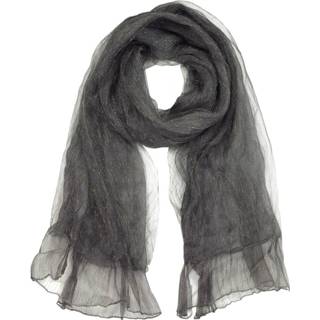 👉 Onesize vrouwen zwart Silk and Cotton Blend Double Long Scarf 1640802306376