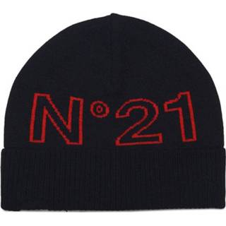 Male blauw Cappello con logo in contrasto
