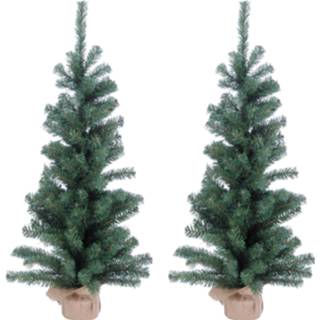 👉 2x Kunst kerstbomen 60 cm - Kunst dennenbomen - Kerst kunstboompjes