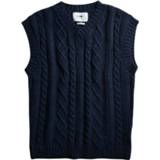 👉 Sleeveless l male blauw Jordan cable-knit sweater