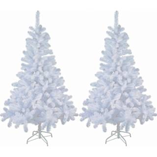 👉 Kerstboom wit 2x stuks kunst kerstbomen/kunstbomen 90 cm