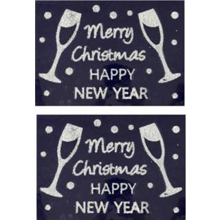 👉 Raamsticker 2x stuks velletjes kerst glitter raamstickers Merry Christmas 28,5 x 40 cm
