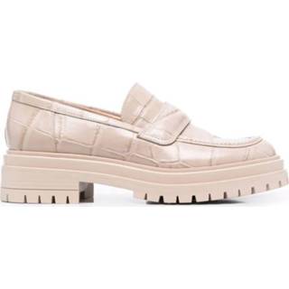 👉 Loafers vrouwen beige Crocodile-effect chunky