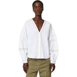 👉 Vrouwen wit Blusa IN Popeline CON LE Borchie