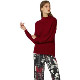 👉 S vrouwen rood Lupetto A Collo Alto CON Ruches Art. M280Wu