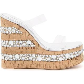 👉 Croco vrouwen wit crystal two-strap mules