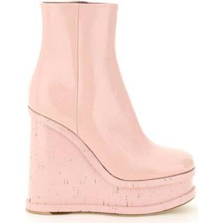 👉 Vrouwen roze Lacquer doll wedge ankle boots