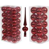 👉 Kerstversiering rood kunststof kerstballen met piek 6 en 8 cm pakket van 57x stuks