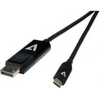 👉 Tussenstuk zwart V7 V7UCDP-1M voor kabels USB Type - C 3.2 Gen 1 DisplayPort