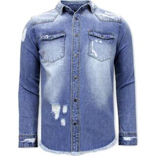 👉 Katoen l male blauw Enos Lange spijker ripped 7435144548584