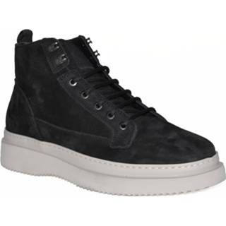 👉 Veterboots zwarte leer rubber herenschoenen male zwart Rehab Artikelnummer Morris nub hoge veterboot van gewassen nubuck