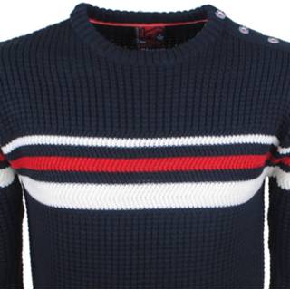 👉 Trui l blauw male mannen wit rood gestreept The Wild Stream Wildstream heren grof gebreid navy 8720086187151