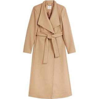 👉 L vrouwen beige Ted Baker Rosell long length wool wrap coat camel 5059489835967
