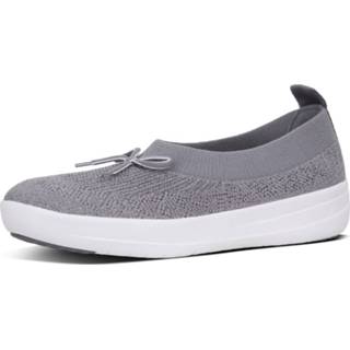 👉 Ballerina's zijde damesschoenen vrouwen grijs FitFlop Uberknit™ ballerina with bow metallic weave 190035895549