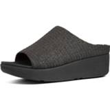 👉 Damesschoenen vrouwen zwart FitFlop Imogen basket weave slides raffia 193998271085