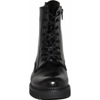 👉 Veterboots damesschoenen vrouwen zwart glans rubber leer Gabor Artikelnummer 72.724 veterboot met rits