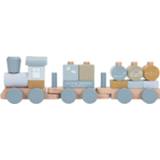 👉 Houten blauw Little Dutch Ocean Blokkentrein Blue 8713291770362